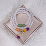 Three Circles Lychee Frozen Agate Bracelet for Women Girls