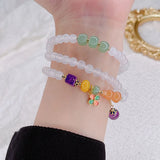 Three Circles Lychee Frozen Agate Bracelet for Women Girls