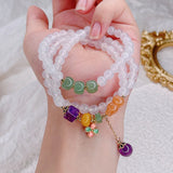 Three Circles Lychee Frozen Agate Bracelet for Women Girls