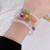 Three Circles Lychee Frozen Agate Bracelet for Women Girls