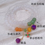 Three Circles Lychee Frozen Agate Bracelet for Women Girls