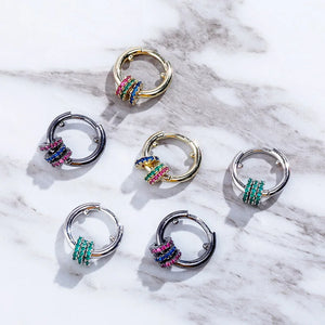 3 Circles CZ Earrings Personality Hip-Hop Jewelry