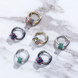3 Circles CZ Earrings Personality Hip-Hop Jewelry