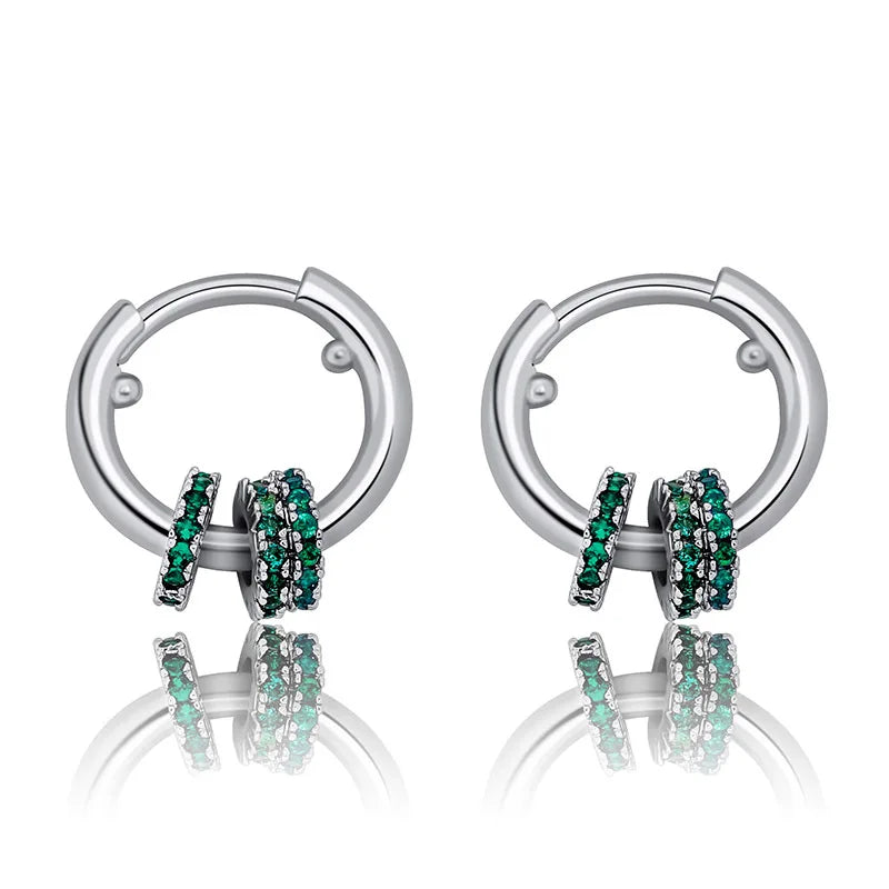 3 Circles CZ Earrings Personality Hip-Hop Jewelry
