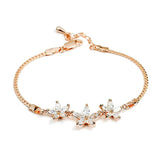 Clear Rose Bracelet with Austrian Crystals Handchain for Women