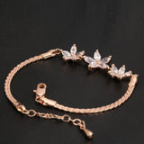 Clear Rose Bracelet with Austrian Crystals Handchain for Women