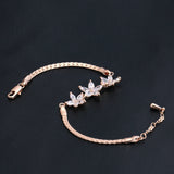 Clear Rose Bracelet with Austrian Crystals Handchain for Women
