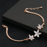 Clear Rose Bracelet with Austrian Crystals Handchain for Women