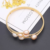Copper Ring Freshwater Pearl Bracelet Adjustable Charm Jewelry