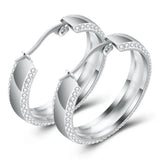 Stainless Titanium Steel Wings Crystal Hoop Earrings for Wedding
