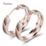 Stainless Titanium Steel Wings Crystal Hoop Earrings for Wedding