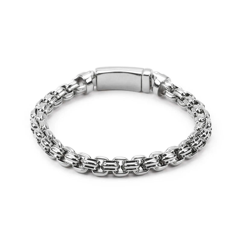 Vintage Interlocking Chain Bracelet Stainless Steel Men's Wristband