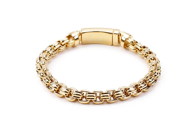 Vintage Interlocking Chain Bracelet Stainless Steel Men's Wristband