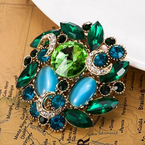 Three Women Flower Scarf Pins Rhinestone Wedding Brooches