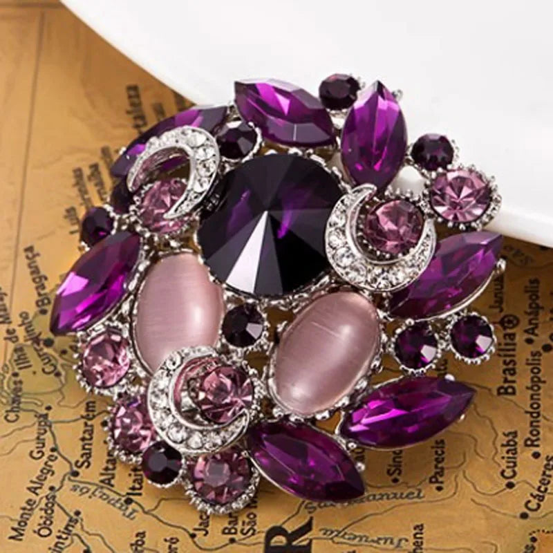 Three Women Flower Scarf Pins Rhinestone Wedding Brooches