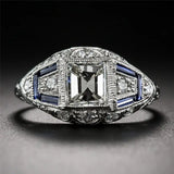 2.5ct Square CZ Band Eternity Wedding Ring 925 Silver Women's Jewelry