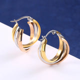 Three Colors Three Layers Titanium Earrings Gift