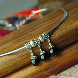 Miao Silver Torque Necklace with Turquoise & Red/Black Agate