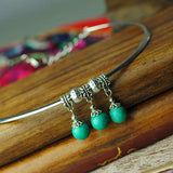 Miao Silver Torque Necklace with Turquoise & Red/Black Agate