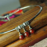 Miao Silver Torque Necklace with Turquoise & Red/Black Agate