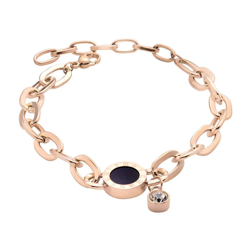 Crystal Silver Bangles Roman Style 3 Colors Female Bracelets