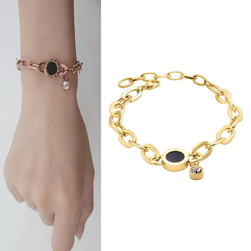 Crystal Silver Bangles Roman Style 3 Colors Female Bracelets