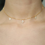 925 Silver Teardrop Necklace Charm Choker Women Gift Jewelry