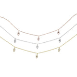 925 Silver Teardrop Necklace Charm Choker Women Gift Jewelry