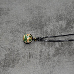 Green Dragon Agate DZI Pendant Necklace 18mm Beads