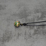 Green Dragon Agate DZI Pendant Necklace 18mm Beads