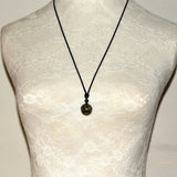 Green Dragon Agate DZI Pendant Necklace 18mm Beads