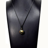 Green Dragon Agate DZI Pendant Necklace 18mm Beads