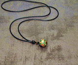 Green Dragon Agate DZI Pendant Necklace 18mm Beads