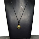 Green Dragon Agate DZI Pendant Necklace 18mm Beads