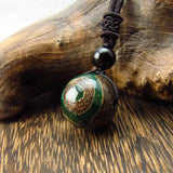 Three Eyes DZI Round 20mm Pendant Necklace Men Women