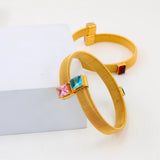 3 Gem CZ Wide Bracelet Bangle Women Gift YS504