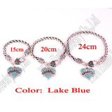 Rhodium Plated Crystal Studded Heart Pendant Bracelet