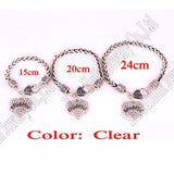 Rhodium Plated Crystal Studded Heart Pendant Bracelet