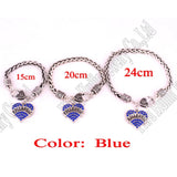 Rhodium Plated Crystal Studded Heart Pendant Bracelet