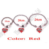 Rhodium Plated Crystal Studded Heart Pendant Bracelet