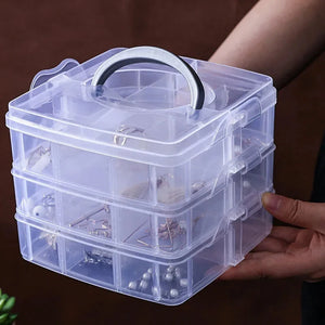 Three-Layer Jewellery Storage Box Earrings Rings Necklace Large Space