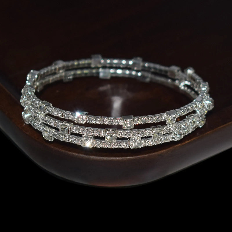 Rhinestone Stretch Bracelet Bangle Jewelry Set