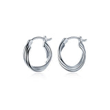 Minimalist 925 Silver Twist Hoop Earrings for Women