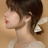Minimalist 925 Silver Twist Hoop Earrings for Women