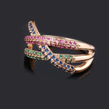 Twisted Geometric Gold Rings Set