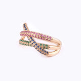 Twisted Geometric Gold Rings Set