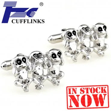 Three Monkey Cufflink Cuff Link 2 Pairs