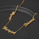 Three Names Necklace Stainless Steel Nameplate Choker Personalized Jewelry