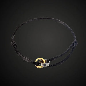 Adjustable Rope Braided Bracelet with Three Rings