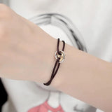 Adjustable Rope Braided Bracelet with Three Rings